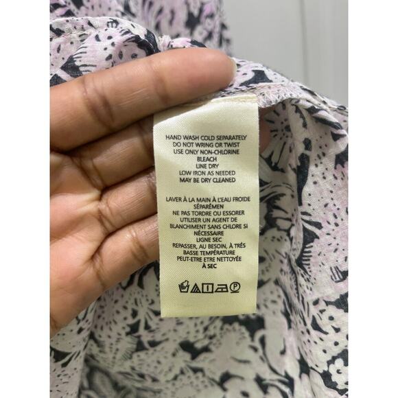 Anthropologie Peasant Ruffle Blouse Black Motif Cotton Boho Top Sz XS - Picture 8 of 10